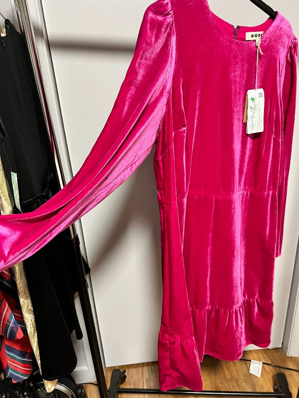 NWT Boden Bright Dark Pink Velvet Dress - 12L